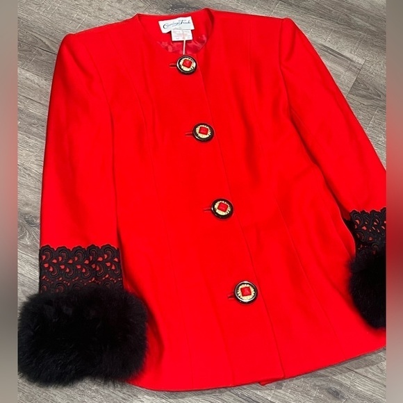 VTG Vintage Carriage Trade Size 8 100% Wool Made in Canada Carlaine Red Coat - Picture 2 of 10